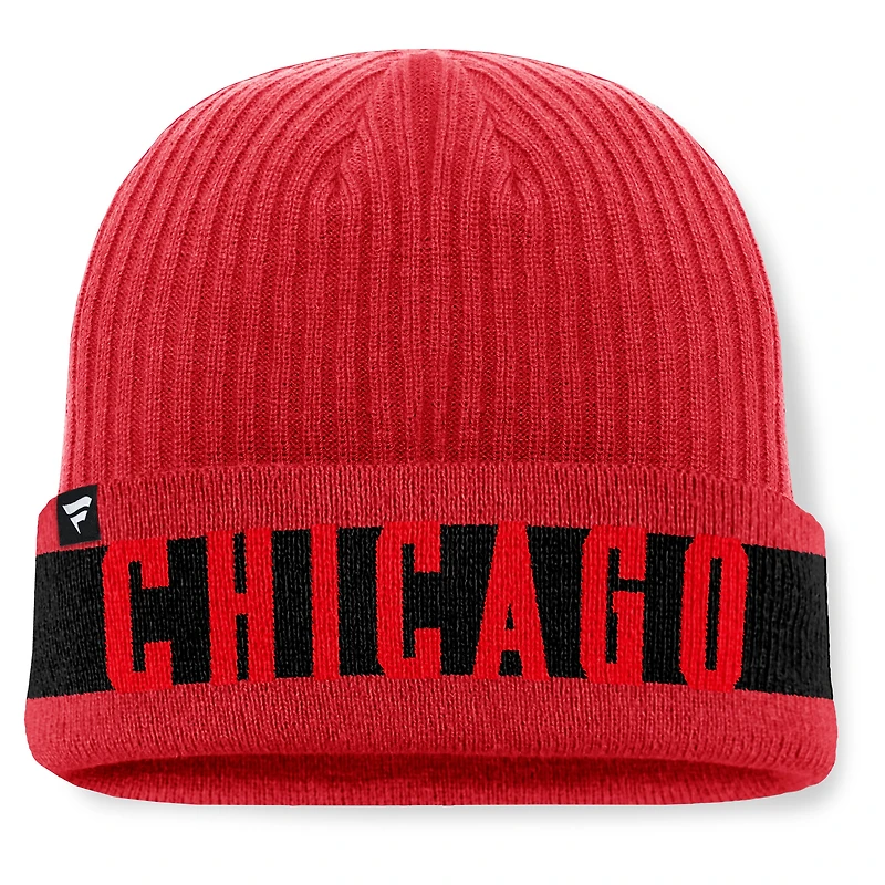 Bonnet en tricot à revers pour homme Fanatics Red Chicago Blackhawks Blueliner