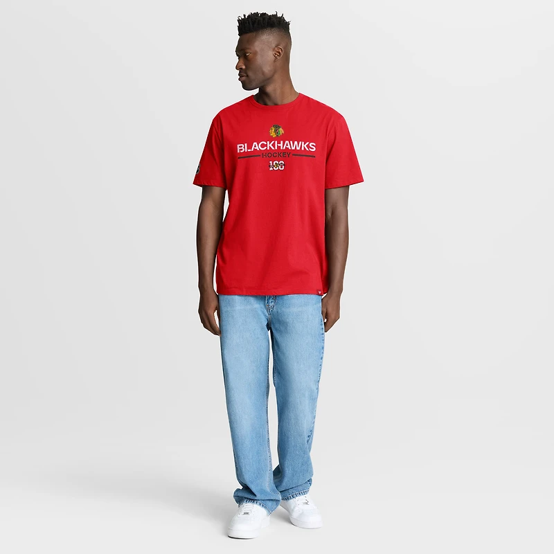T-shirt rouge Fanatics pour homme, célébration du centenaire des Blackhawks de Chicago