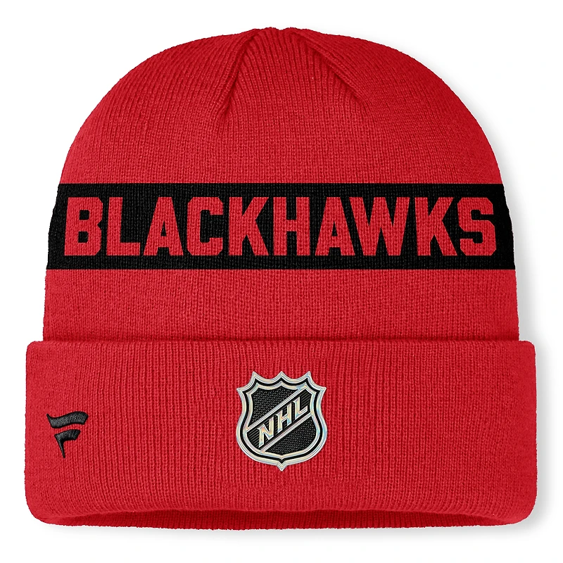 Bonnet en tricot à revers rouge Fanatics Centennial des Blackhawks de Chicago pour hommes