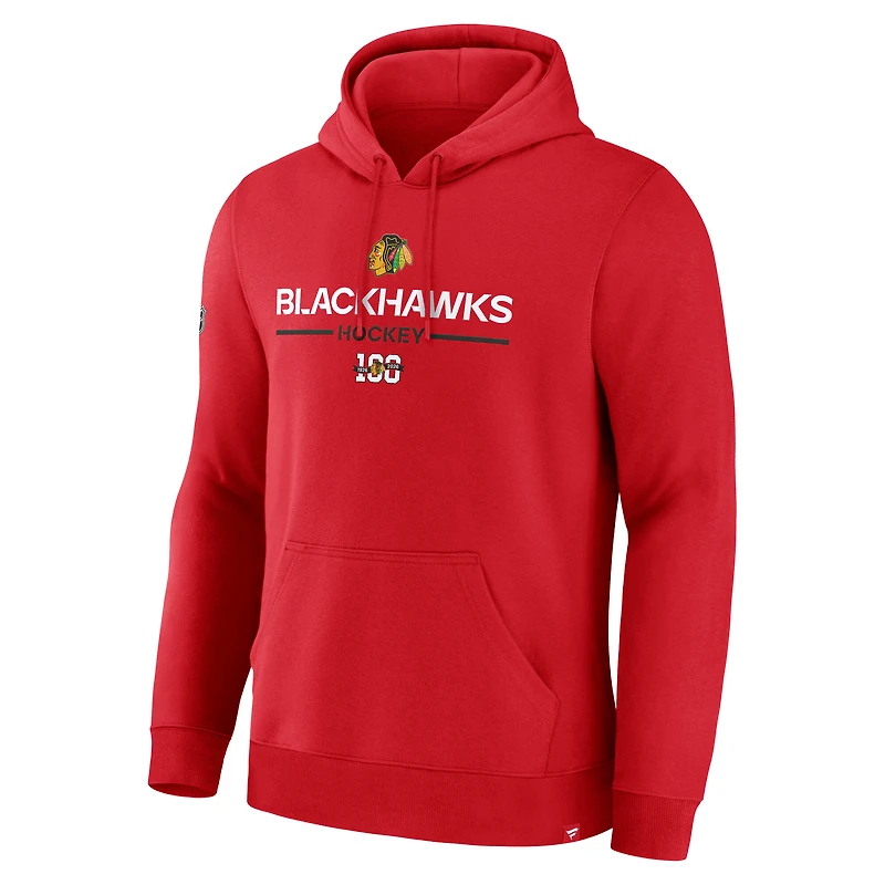 Men's Fanatics Red Chicago Blackhawks Centennial Fleece Pullover Hoodie