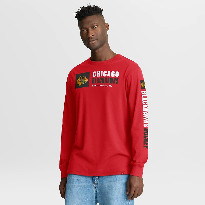 T-shirt à manches longues Fanatics rouge Chicago Blackhawks Goal Crease Legacy pour homme