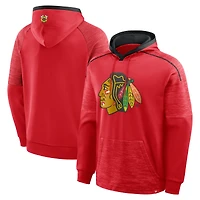 Sweat à capuche raglan rouge Chicago Blackhawks pour homme, modèle Fanatics, gardien de but et défenseur.