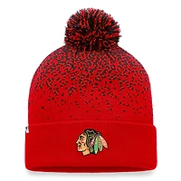 Men's Fanatics Red Chicago Blackhawks Iconic Gradient Cuffed Knit Hat with Pom