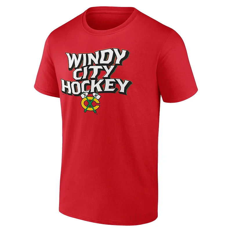 T-shirt local rouge des Blackhawks de Chicago Fanatics pour hommes