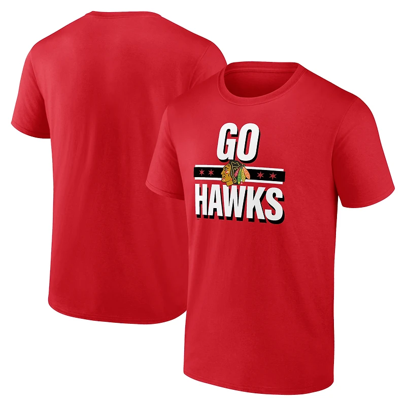 T-shirt local rouge des Blackhawks de Chicago Fanatics pour hommes