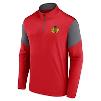 Haut zippé quart de tour avec logo des Blackhawks Chicago pour hommes Fanatics Red