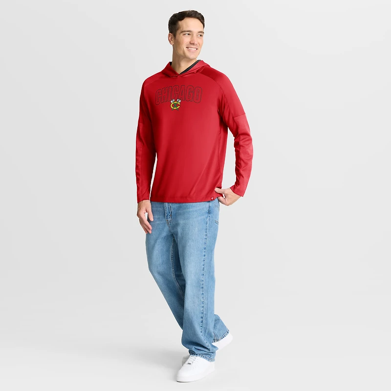 Men's Fanatics Red Chicago Blackhawks Penalty Shot Long Sleeve Hoodie T-Shirt