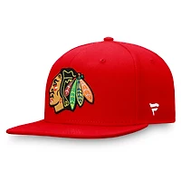 Casquette Snapback Fanatics rouge pour homme avec logo principal des Blackhawks de Chicago