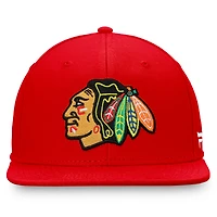 Casquette Snapback Fanatics rouge pour homme avec logo principal des Blackhawks de Chicago