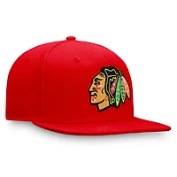 Casquette Snapback Fanatics rouge pour homme avec logo principal des Blackhawks de Chicago
