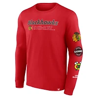 Men's Fanatics Red Chicago Blackhawks Strike the Goal Long Sleeve T-Shirt