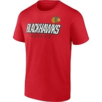 Ensemble de deux t-shirts avec le mot-symbole Fanatics Red Chicago Blackhawks pour hommes
