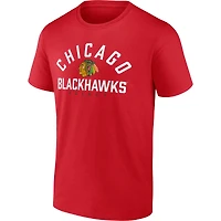 Ensemble de deux t-shirts avec le mot-symbole Fanatics Red Chicago Blackhawks pour hommes