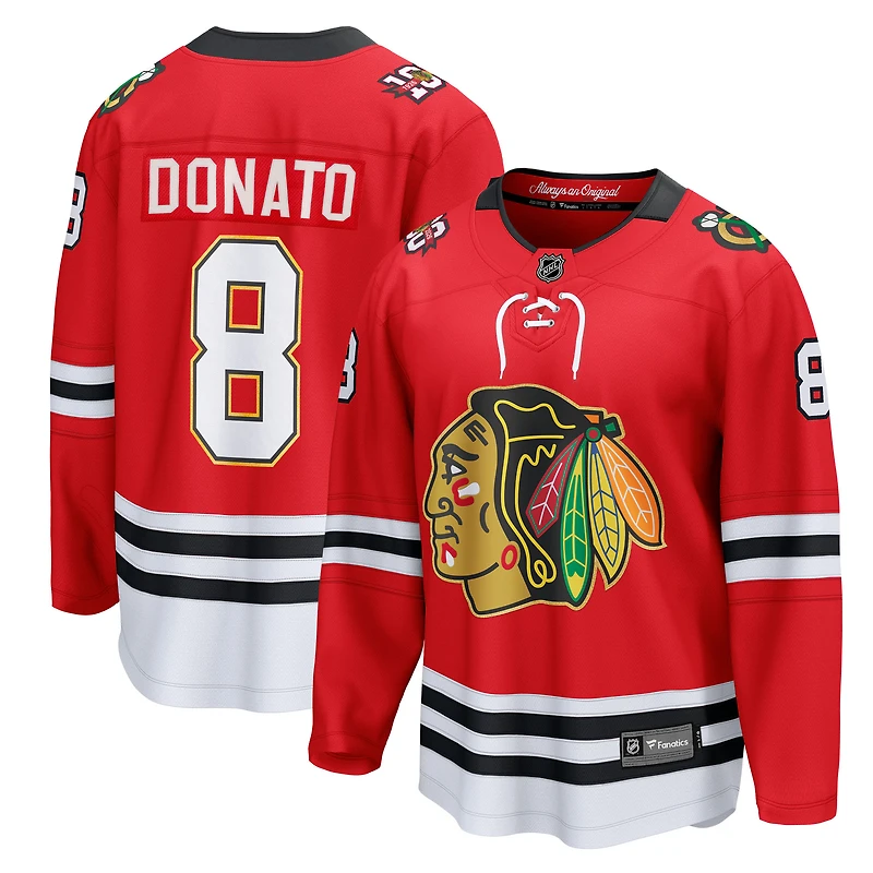 Maillot de joueur échappé du centenaire des Blackhawks Chicago Ryan Donato, fanatiques pour hommes