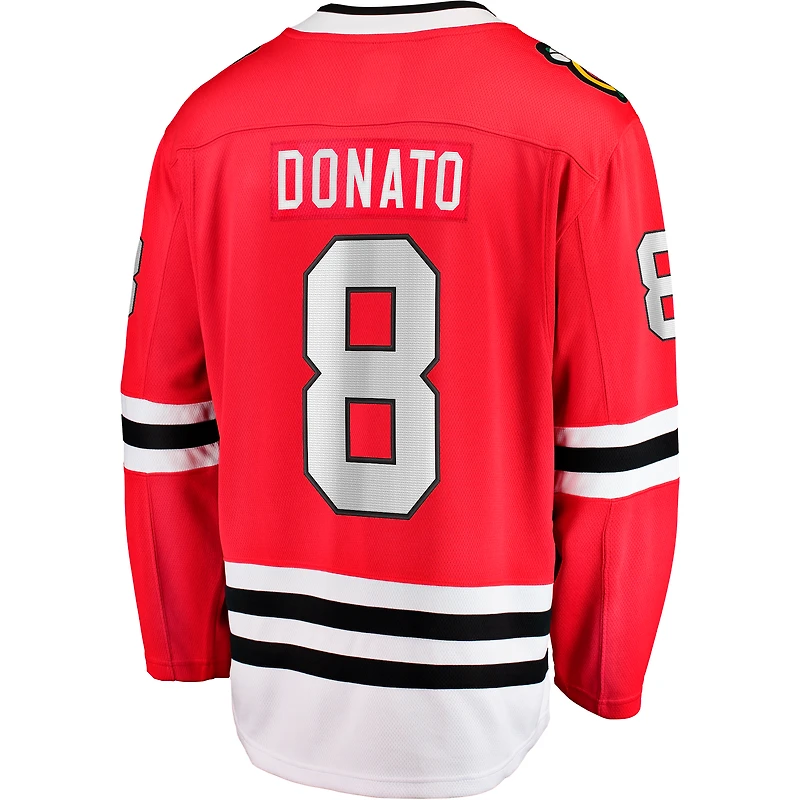 Fanatics pour hommes Ryan Donato rouge Chicago Blackhawks Home Breakaway - Maillot