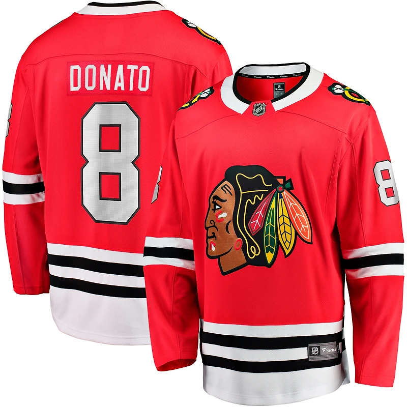 Fanatics pour hommes Ryan Donato rouge Chicago Blackhawks Home Breakaway - Maillot