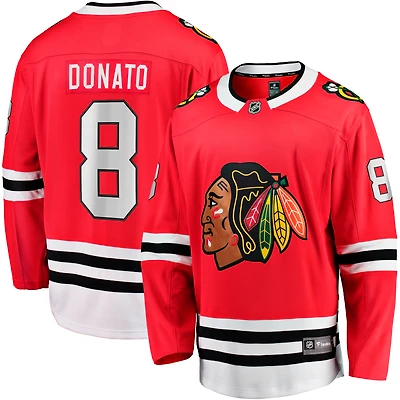 Fanatics pour hommes Ryan Donato rouge Chicago Blackhawks Home Breakaway - Maillot