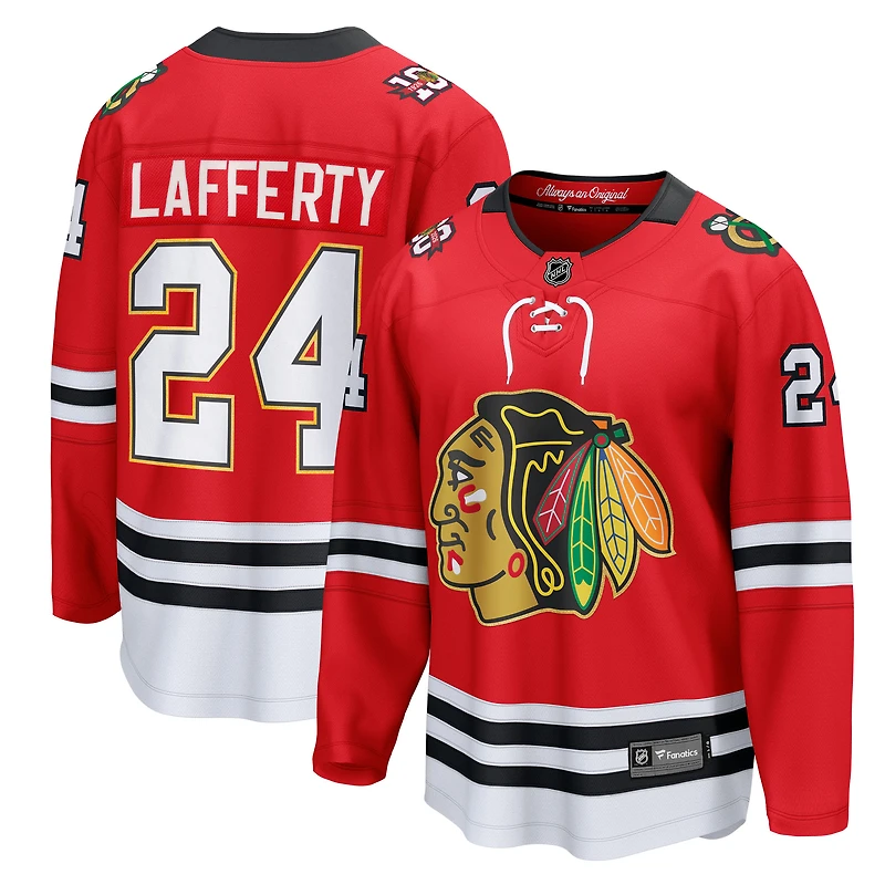 Men's Fanatics Sam Lafferty Red Chicago Blackhawks Centennial Breakaway Player Jersey
