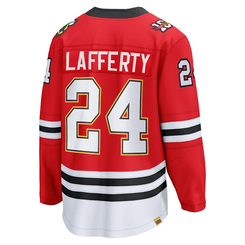 Men's Fanatics Sam Lafferty Red Chicago Blackhawks Centennial Breakaway Player Jersey