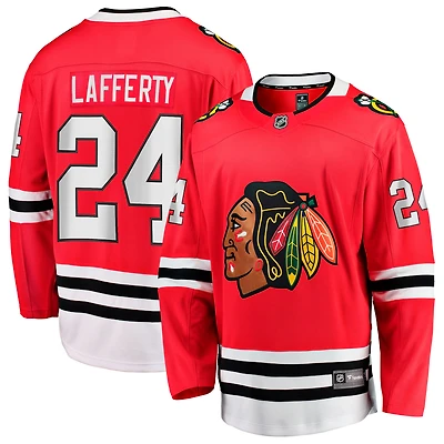 Maillot Fanatics Sam Lafferty rouge pour homme des Chicago Blackhawks à domicile Breakaway