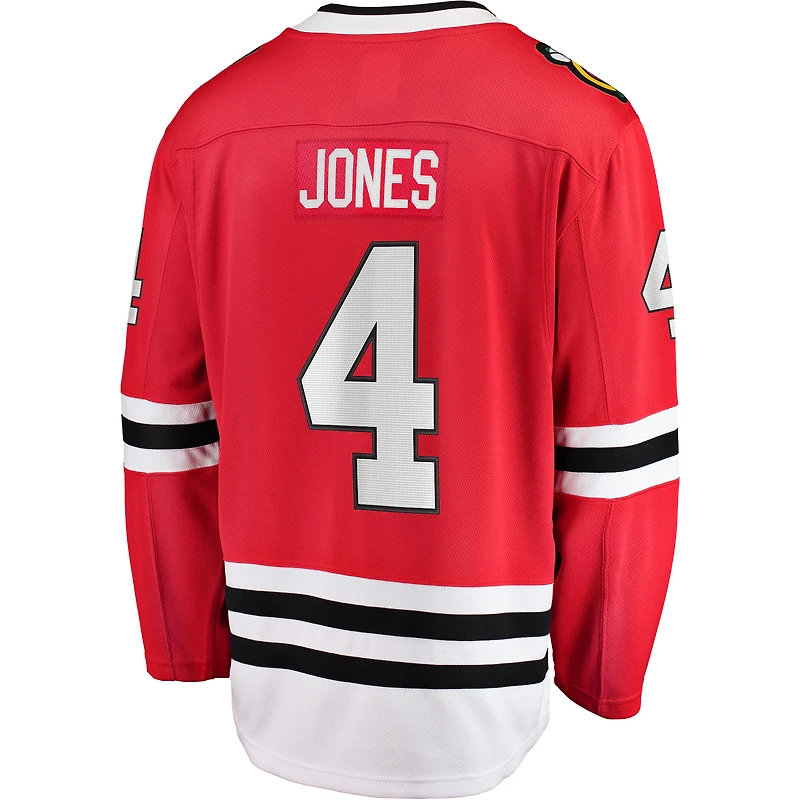 Maillot de joueur échappé à domicile Fanatics Seth Jones des Blackhawks Chicago rouge pour hommes