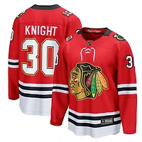 Men's Fanatics Spencer Knight Red Chicago Blackhawks Centennial Breakaway Player Jersey