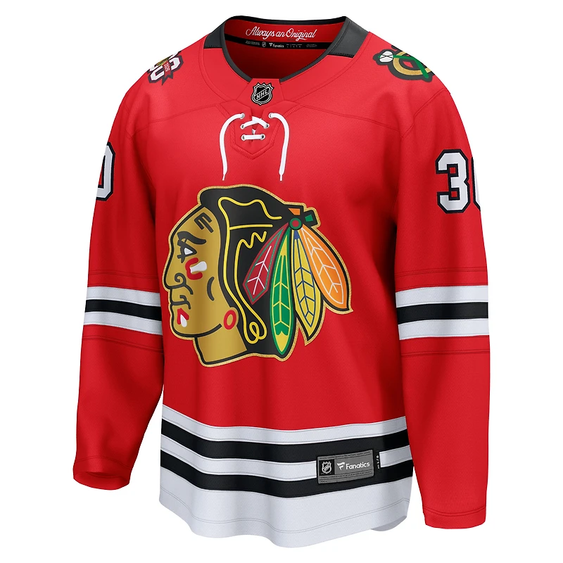 Maillot de joueur échappé du centenaire des Blackhawks Chicago Spencer Knight, rouge, pour homme