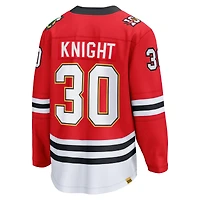 Men's Fanatics Spencer Knight Red Chicago Blackhawks Centennial Breakaway Player Jersey