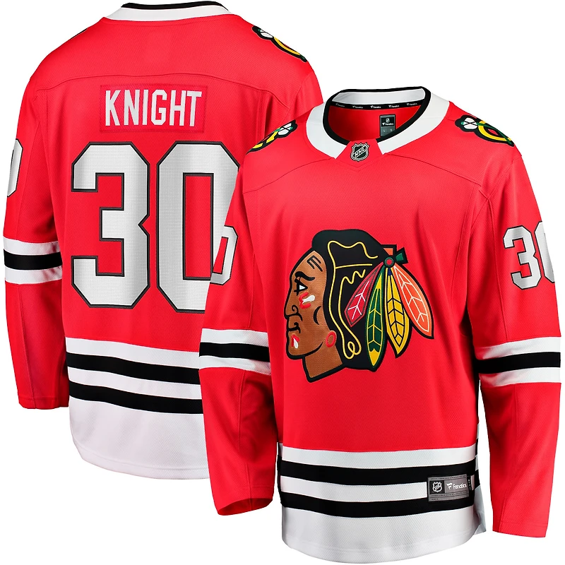 Maillot Fanatics Spencer Knight rouge pour homme des Chicago Blackhawks Home Breakaway