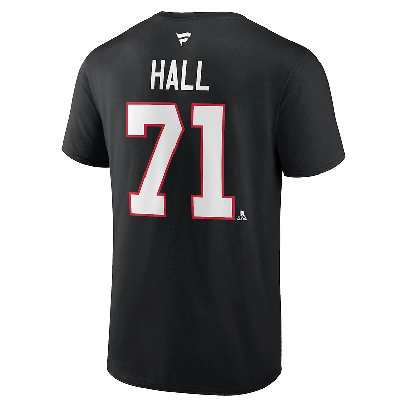 T-shirt authentique avec nom et numéro de pile des Blackhawks Chicago Fanatics Taylor Hall pour hommes