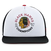 Casquette snapback en mousse pour homme Fanatics Chicago Blackhawks Decades Collection blanche/noire