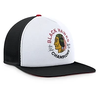Casquette snapback en mousse pour homme Fanatics Chicago Blackhawks Decades Collection blanche/noire