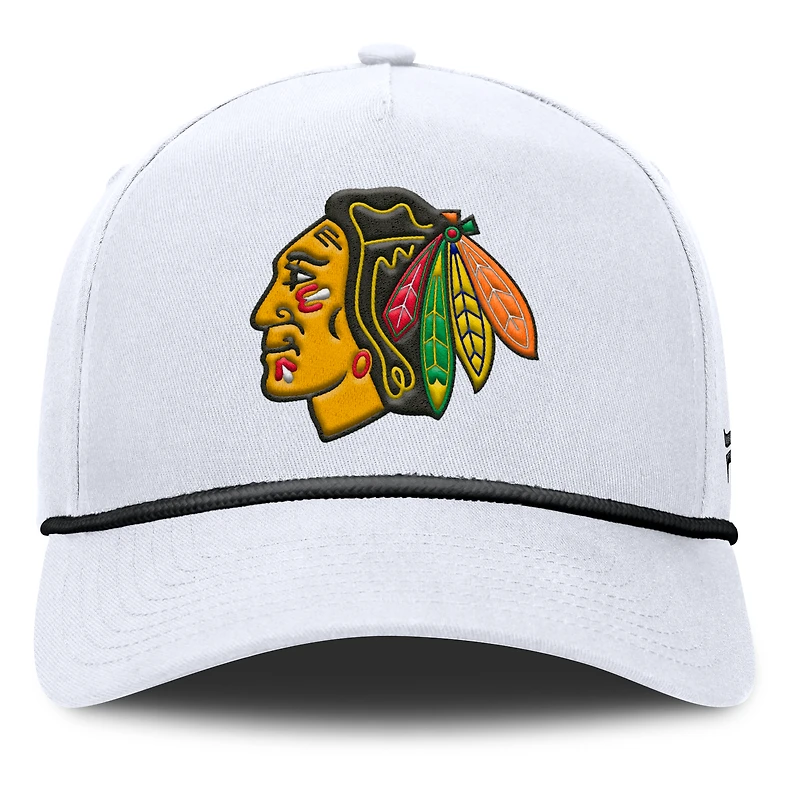 Men's Fanatics White Chicago Blackhawks Rope A-Frame Adjustable Hat