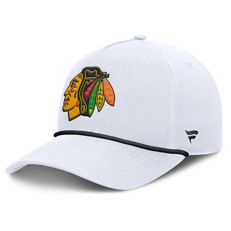 Men's Fanatics White Chicago Blackhawks Rope A-Frame Adjustable Hat