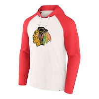 Sweat à capuche raglan blanc Chicago Blackhawks pour homme Fanatics