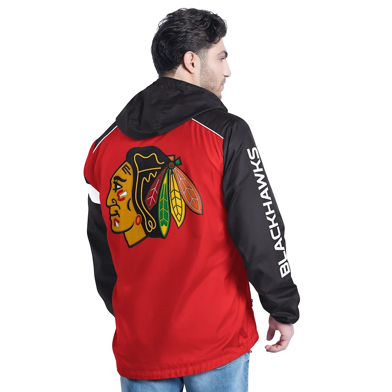 Veste à capuche demi-zip latéral G-III Sports by Carl Banks pour homme rouge/noir Chicago Blackhawks