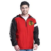 Veste à capuche demi-zip latéral G-III Sports by Carl Banks pour homme rouge/noir Chicago Blackhawks