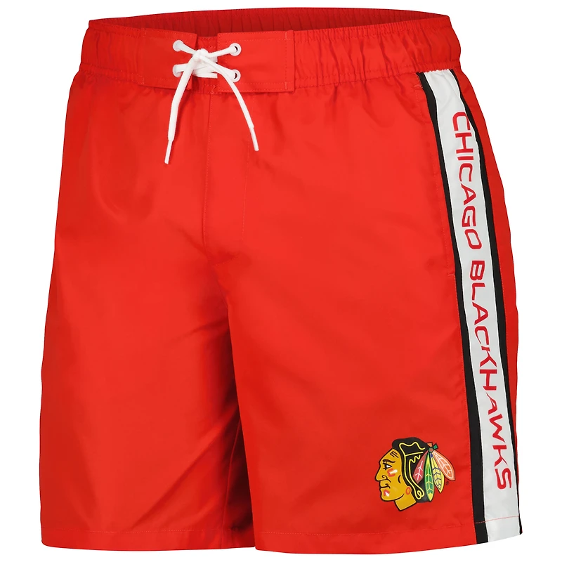 Maillot de bain G-III Sports by Carl Banks pour hommes, rouge, Chicago Blackhawks Streamline Volley