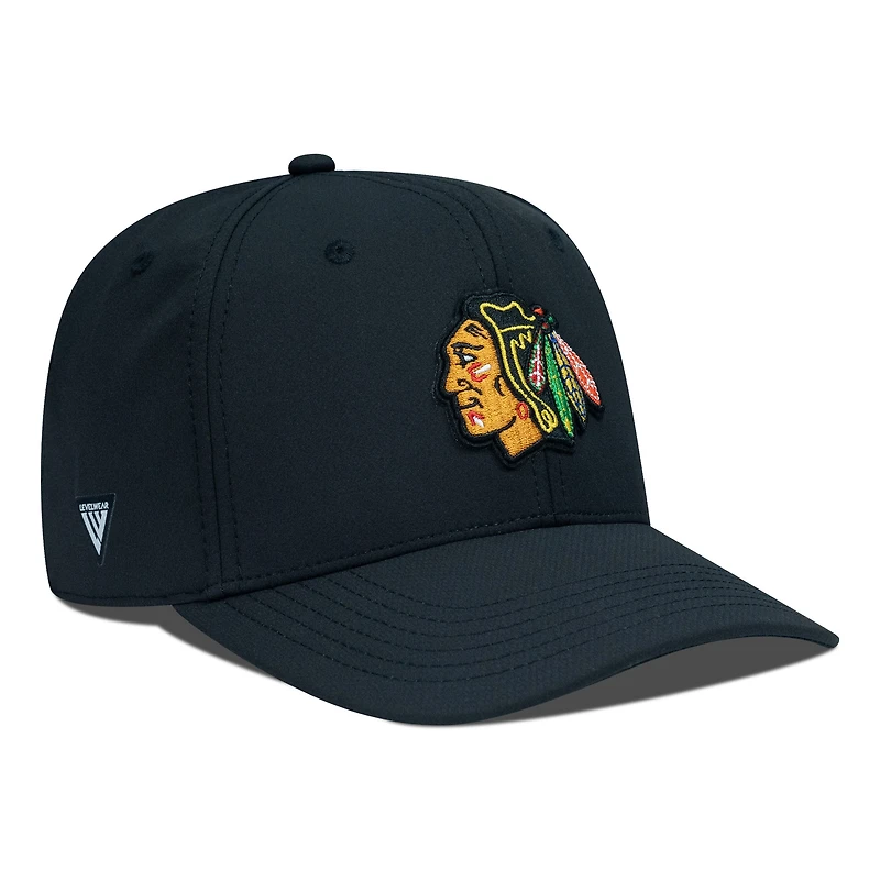 Casquette Rise Flex noire pour homme des Chicago Blackhawks de Levelwear