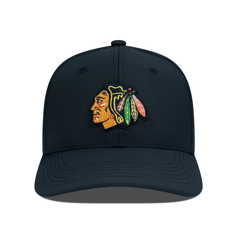 Casquette Rise Flex noire pour homme des Chicago Blackhawks de Levelwear