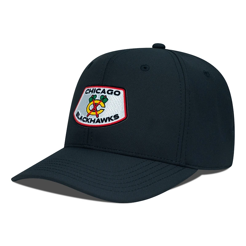 Casquette Rise Skylight Flex noire pour homme des Chicago Blackhawks de Levelwear