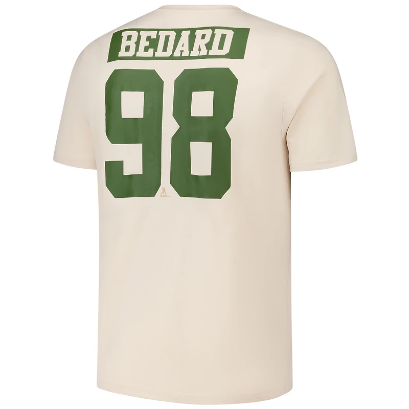 Men's Levelwear Connor Bedard Khaki Chicago Blackhawks 2024 NHL Military Appreciation Richmond Delta Player Name & Number T-Shirt