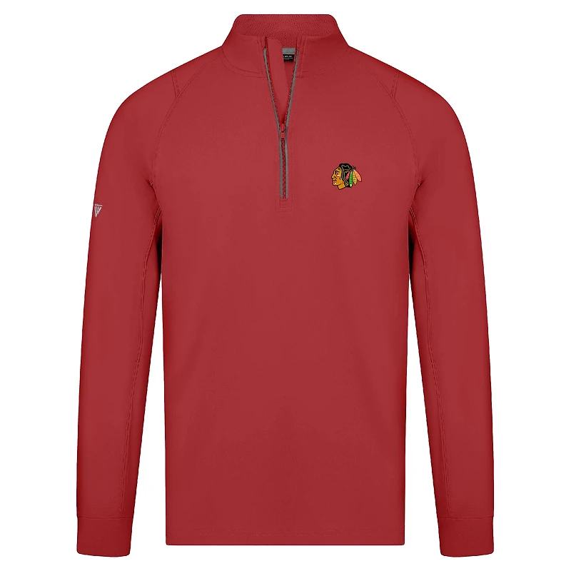 Men's Levelwear Red Chicago Blackhawks Theory Insignia Core Raglan Quarter-Zip Pullover Top