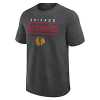 T-shirt athlétique pour homme avec logo chiné anthracite des Blackhawks de Chicago.