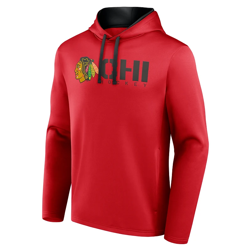 Sweat à capuche rouge athlétique avec logo pour homme des Blackhawks de Chicago