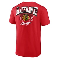 T-shirt rouge athlétique avec logo des Blackhawks de Chicago « Never Over » pour homme