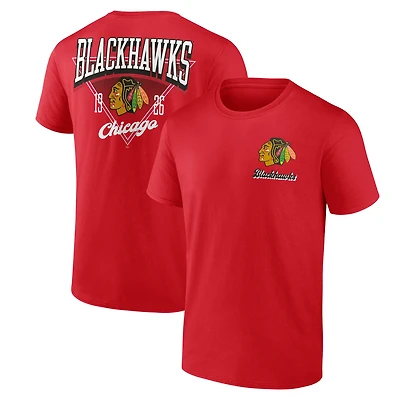 T-shirt rouge athlétique avec logo des Blackhawks de Chicago « Never Over » pour homme
