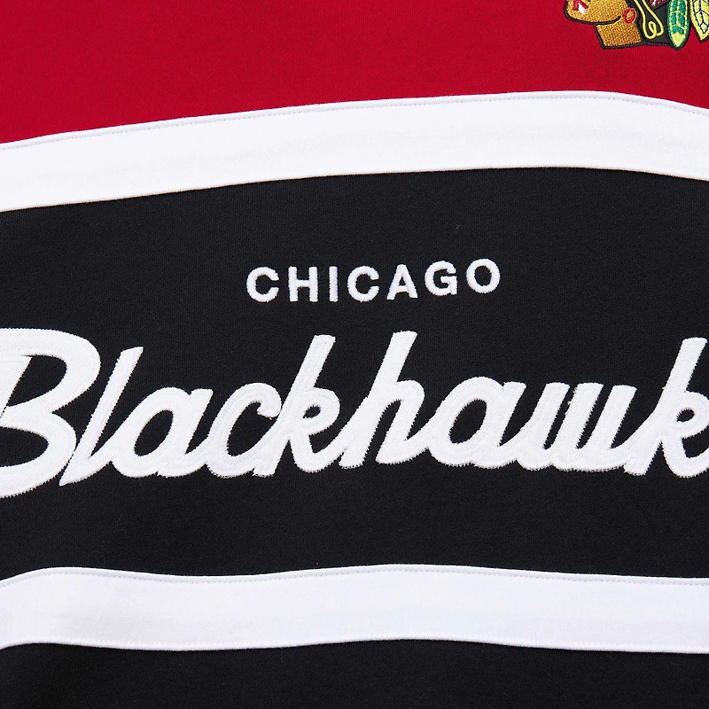 Men's Mitchell & Ness Black/Red Chicago Blackhawks Head Coach Pullover Hoodie