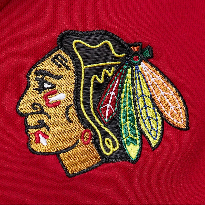 Men's Mitchell & Ness Black/Red Chicago Blackhawks Head Coach Pullover Hoodie