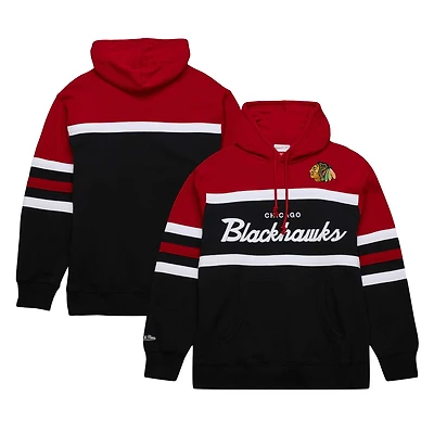 Sweat à capuche Mitchell & Ness noir et rouge pour homme, modèle entraîneur-chef des Blackhawks de Chicago